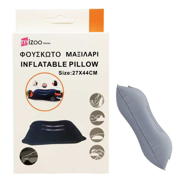 MIZOO TRAVEL ΦΟΥΣΚΩΤΟ ΜΑΞΙΛΑΡΙ ΤΑΞΙΔΙΟΥ ΜΠΛΕ / ΜΑΥΡΟ / ΓΚΡΙ 27X44CM 1298-16